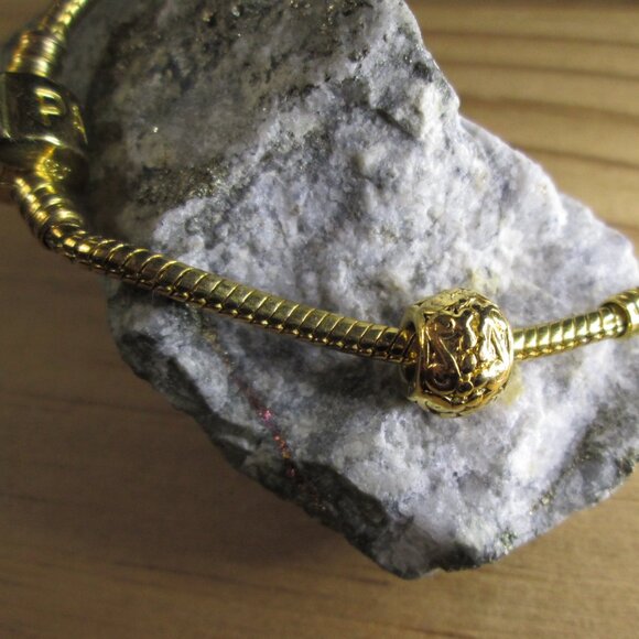 Ornate Dotted Gold Plated Sterling Silver European Charm - Picture 2 of 7